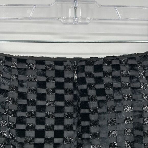 NWT HOUSE OF HARLOW 1960 Black Silver Metallic Velvet Square Mini Skirt Size XS - Picture 3 of 6
